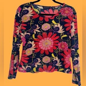 Y2K 90s vintage beaded floral top